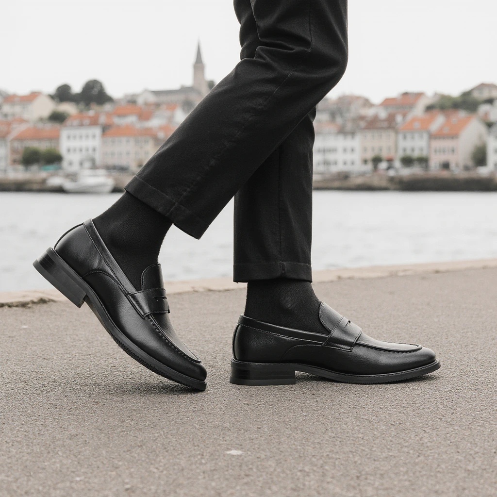 Men'S Formal Attire - Męskie czarne mokasyny penny, klasyczne buty