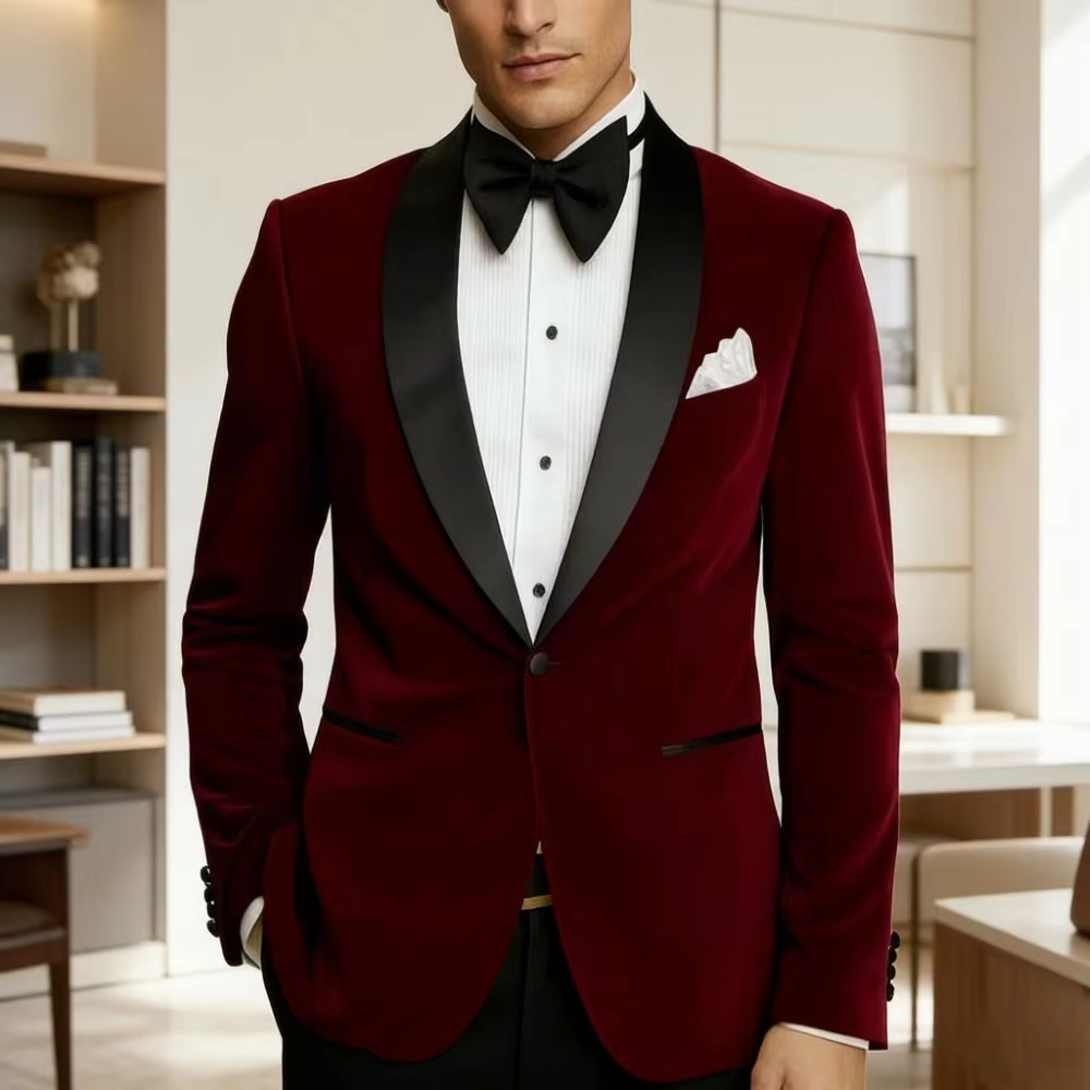 Formal Men Party Wear Jacket - Męskie aksamitne garnitury slim fit, marynarka,