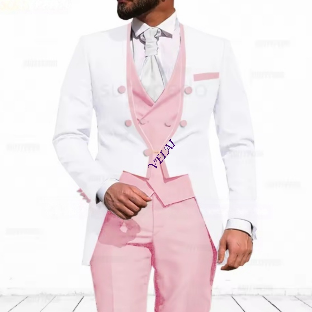 Formal Men Party Wear Jacket - Szyty na miarę, błękitny 3-częściowy garnitur