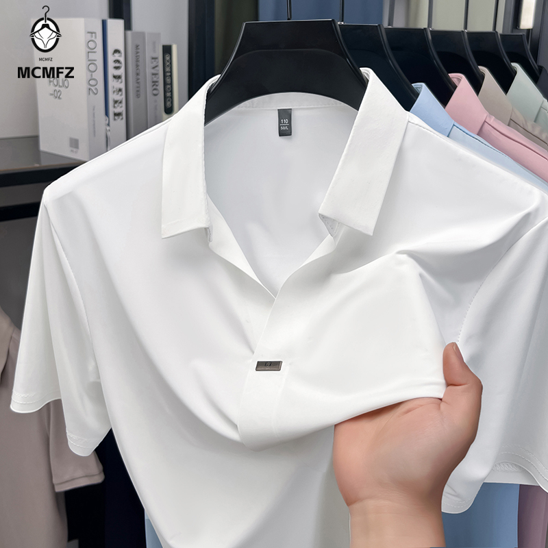 Men Formal Wear Summer - Prosta koszula męska z ukrytym zapięciem,