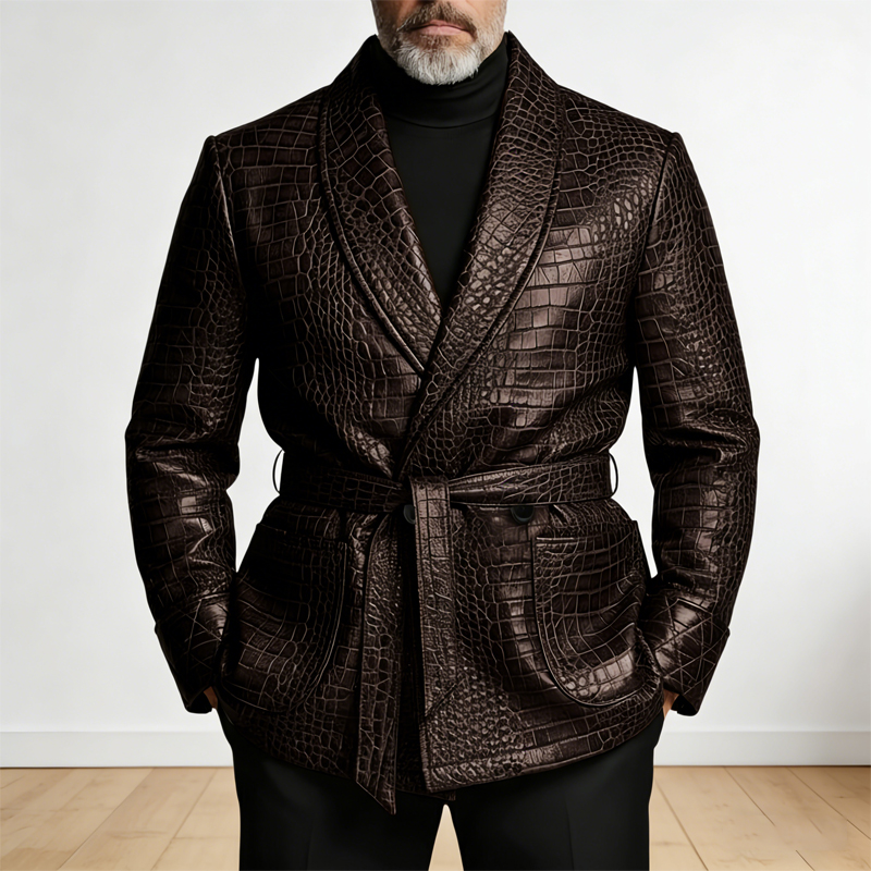Formal Men Party Wear Jacket - ﻿ Męska skórzana marynarka z wzorem