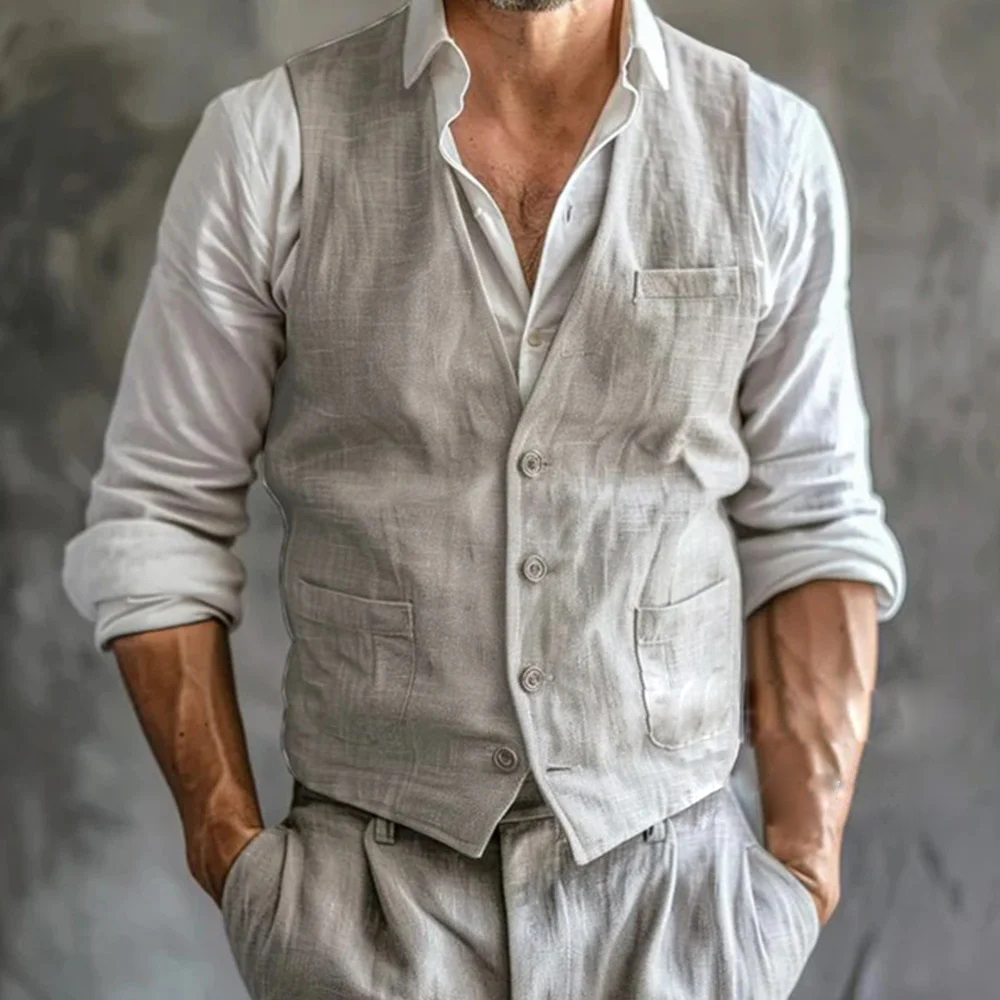 Męska lniana kamizelka letnia  – Formal Vest Waistcoat recenzja i cena