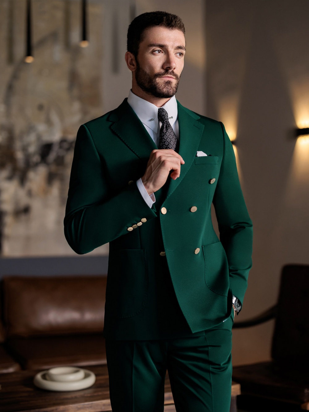 Zielony elegancki męski garnit – Formal Men Party Wear Jacket recenzja i cena