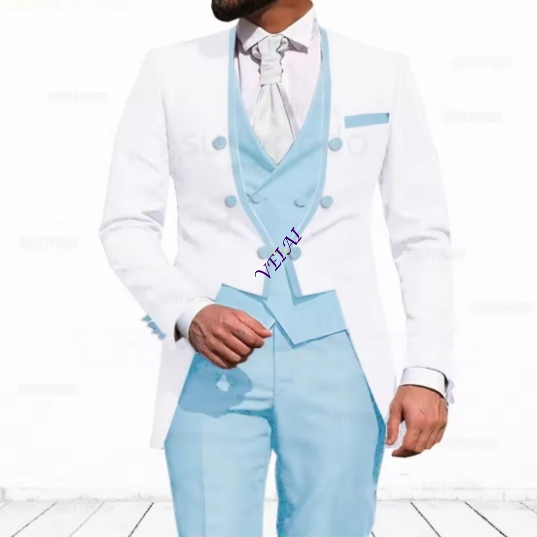 Szyty na miarę, błękitny 3-czę – Formal Men Party Wear Jacket recenzja i cena