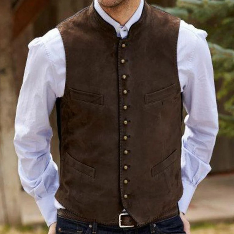 Męska kamizelka kawowa zamszow – Formal Vest Waistcoat recenzja i cena