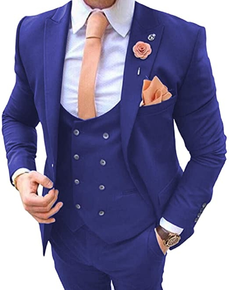 Granatowe garnitury męskie 3-c – Formal Men Party Wear Jacket recenzja i cena
