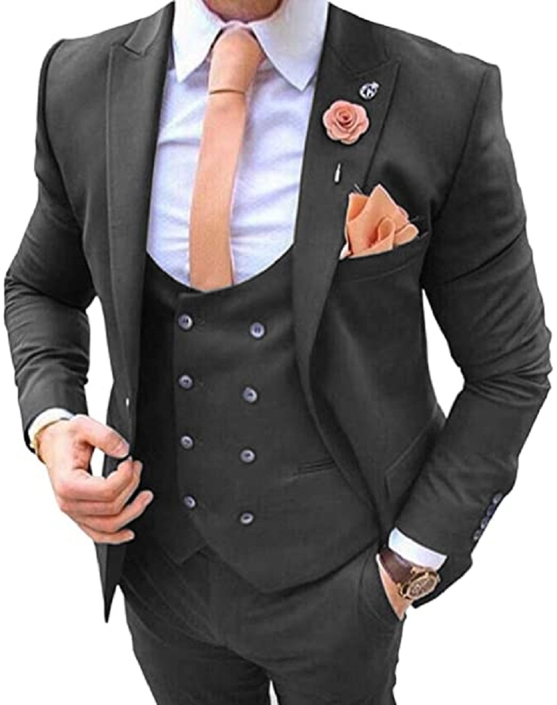 Granatowe garnitury męskie 3-c – Formal Men Party Wear Jacket recenzja i cena
