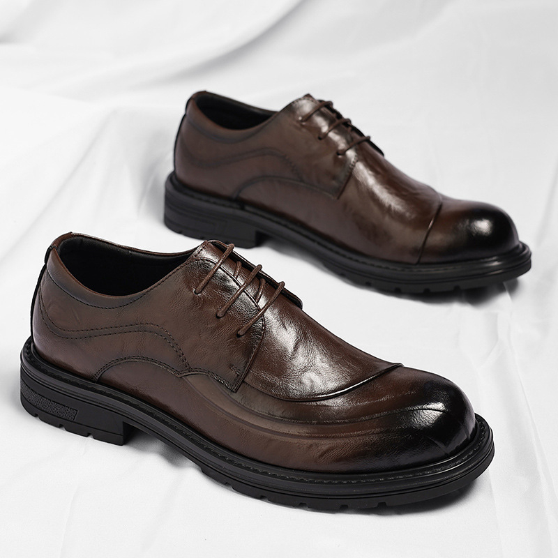 Brązowe, postarzane, skórzane, – Men'S Formal Office Wear Shoes recenzja i cena