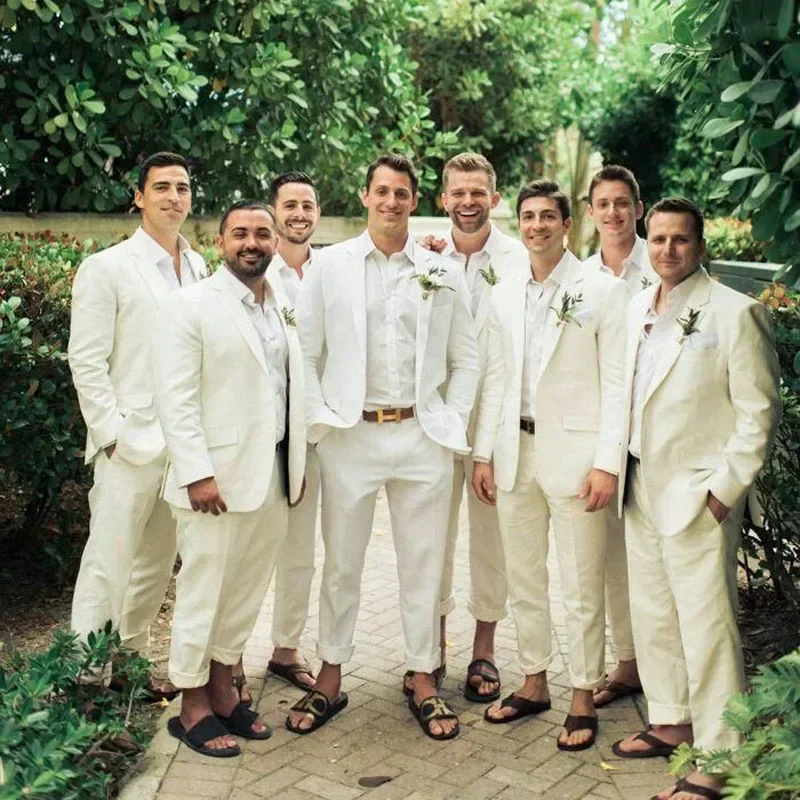 Lniany smoking ślubny dla mężc – Men Formal Wear Summer recenzja i cena