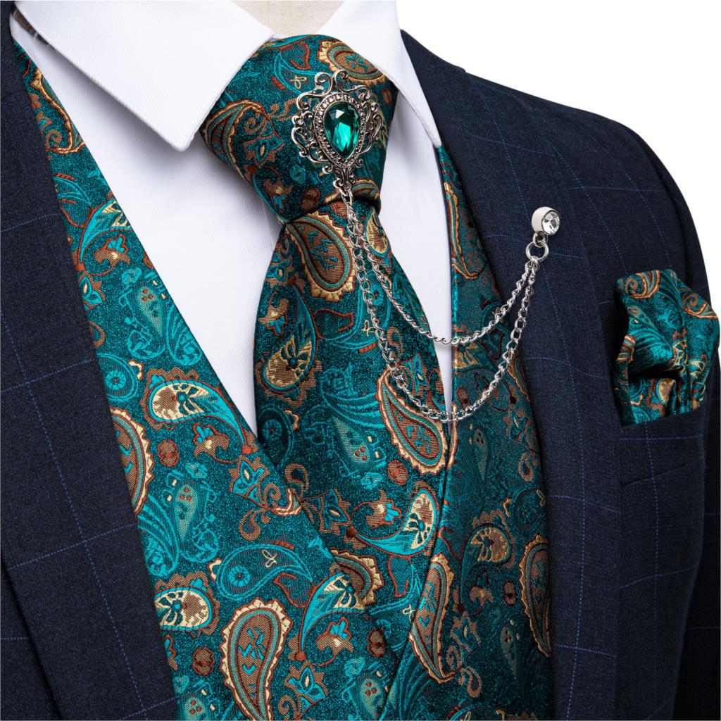 Nowa turkusowo-zielona kamizel – Formal Vest Waistcoat recenzja i cena