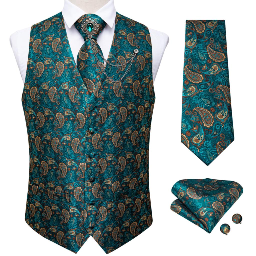 Nowa turkusowo-zielona kamizel – Formal Vest Waistcoat recenzja i cena