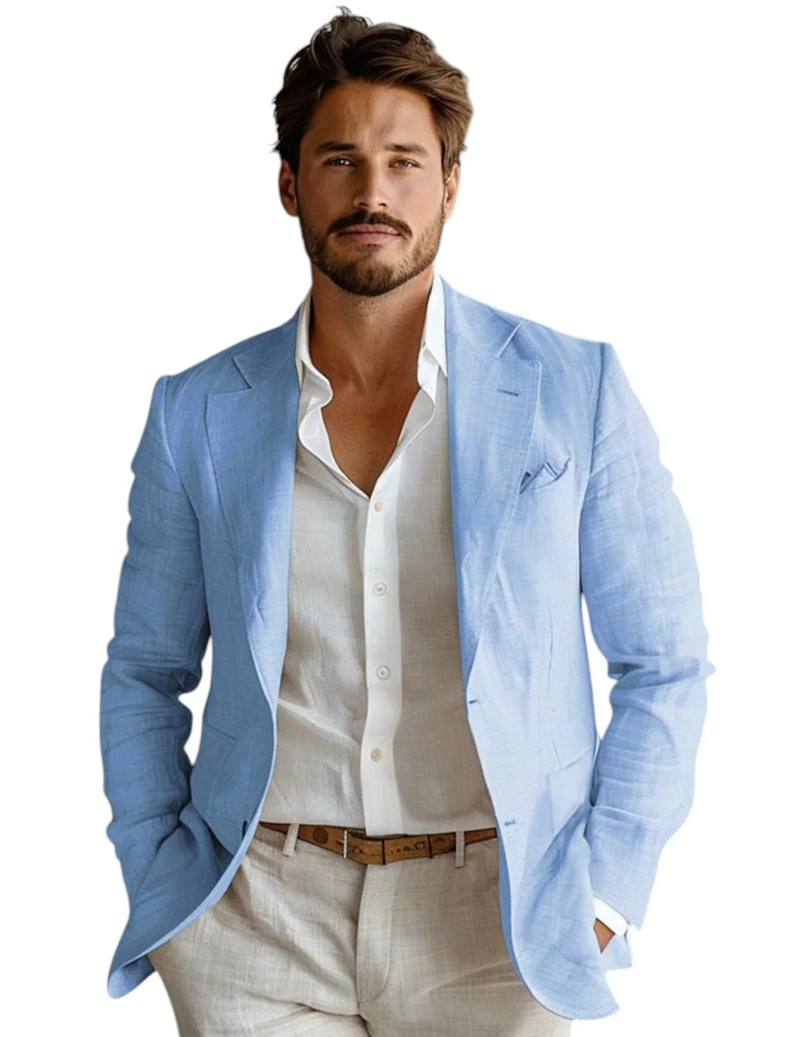 Niebieska, dopasowana lniana m – Formal Men Party Wear Jacket recenzja i cena