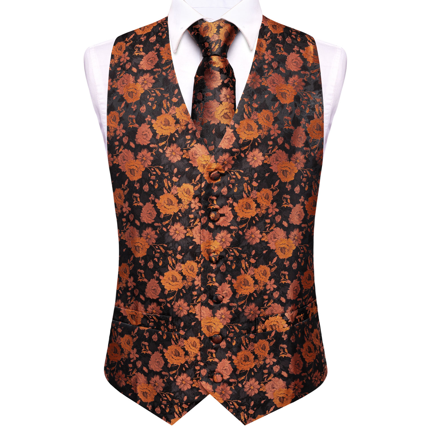 Czarno-brązowy męski zestaw ka – Formal Vest Waistcoat recenzja i cena